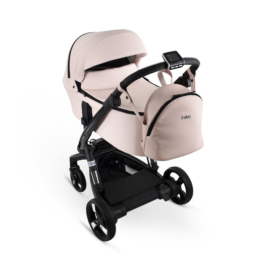 Carucior electric 2 in 1 Ibebe iSTOP & DRiVE FOLLOW ME Piele Ecologica Roz (ISD44), cu leganare automata, max. 22 Kg