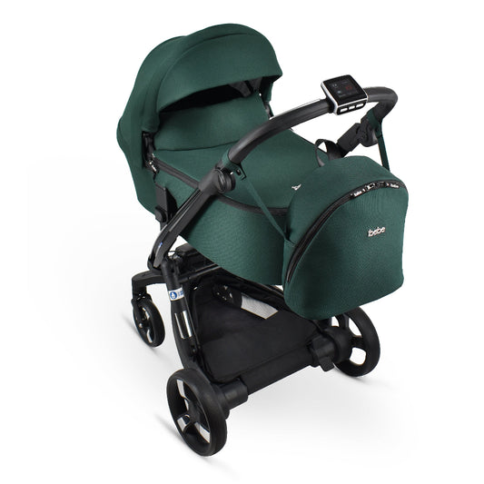 Carucior electric 2 in 1 Ibebe iSTOP & DRiVE FOLLOW ME Textil Verde (ISD106), cu leganare automata, max. 22 Kg