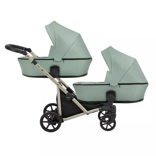 Cochecito gemelar Kunert Brav Duo 2 en 1 Menta/Chasis Champagne