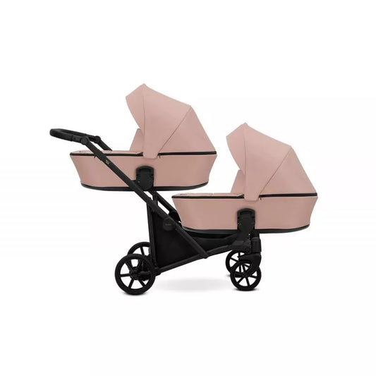 Cochecito gemelar Kunert Brav Duo 2 en 1 Rosa/chasis Negro