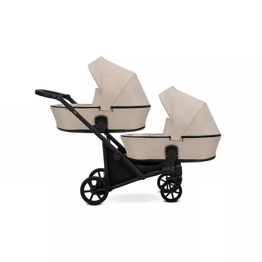 Cochecito para gemelos Kunert Brav Duo 2 en 1 Crema/chasis Negro