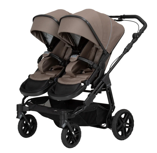 Cochecito gemelar Hartan Two Select Outdoor Toffee (701), reversible, plegado compacto, ruedas de goma con aire