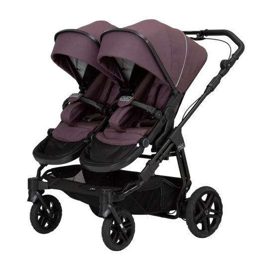 Cochecito deportivo gemelar Hartan Two Select Outdoor Amethyst (703), reversible, plegado compacto, ruedas neumáticas