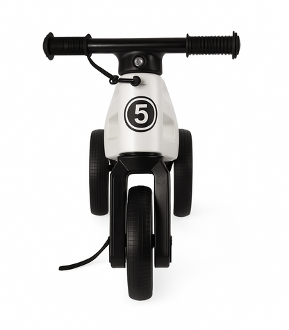 Bicicleta sin pedales 2 en 1, 18+ meses, neumáticos y puños de goma, 4 niveles de ajuste de altura, Funny Wheels Rider SuperSport White Limited