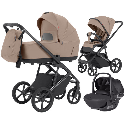 Cochecito 3 en 1 Carrello Sigma CRL-6523 Fresh Beige, reversible, suspensión en el chasis, función trolley