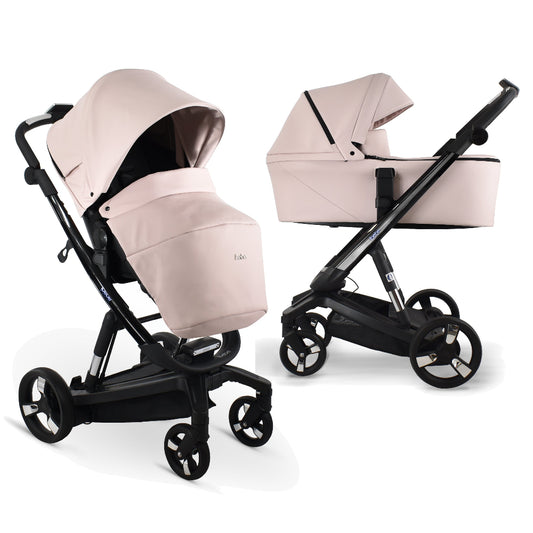 Carucior electric 2 in 1 Ibebe iSTOP & DRiVE FOLLOW ME Piele Ecologica Roz (ISD44), cu leganare automata, max. 22 Kg