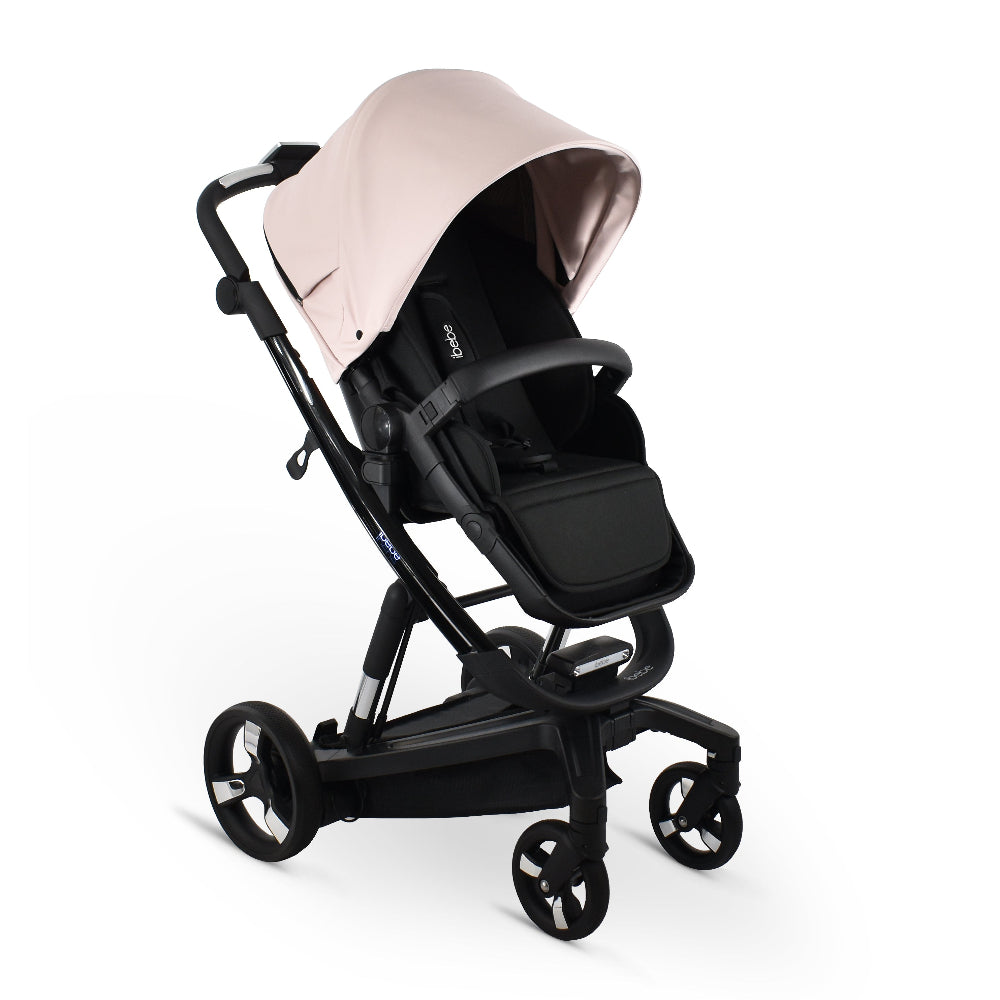 Carucior electric 2 in 1 Ibebe iSTOP & DRiVE FOLLOW ME Piele Ecologica Roz (ISD44), cu leganare automata, max. 22 Kg