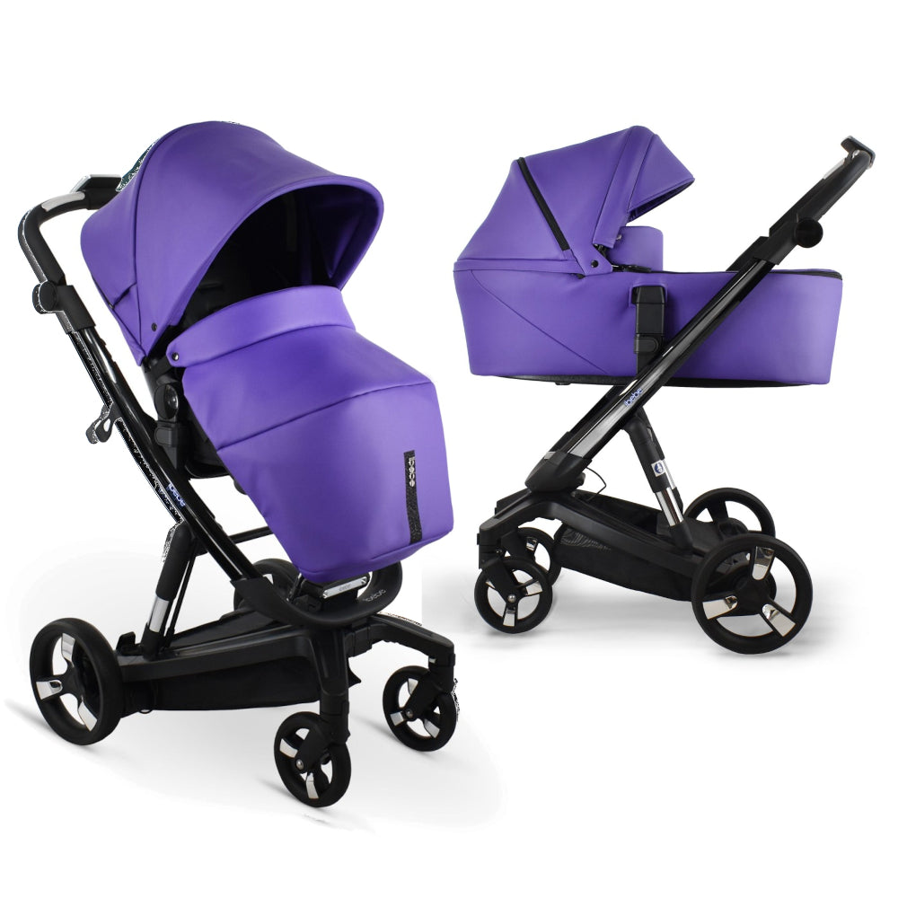 Carucior electric 2 in 1 Ibebe iSTOP & DRiVE FOLLOW ME Piele Ecologica Violet (ISD101), cu leganare automata, max. 22 Kg