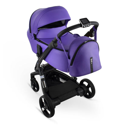 Carucior electric 2 in 1 Ibebe iSTOP & DRiVE FOLLOW ME Piele Ecologica Violet (ISD101), cu leganare automata, max. 22 Kg