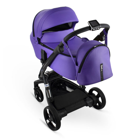Carucior electric 2 in 1 Ibebe iSTOP & DRiVE FOLLOW ME Piele Ecologica Violet (ISD101), cu leganare automata, max. 22 Kg