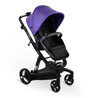 Carucior electric 2 in 1 Ibebe iSTOP & DRiVE FOLLOW ME Piele Ecologica Violet (ISD101), cu leganare automata, max. 22 Kg
