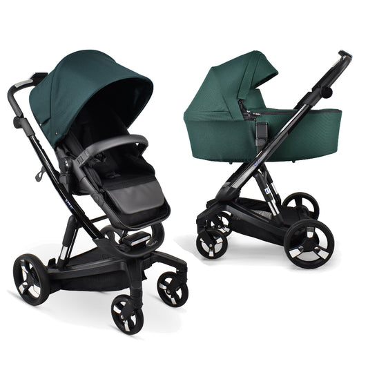 Carucior electric 2 in 1 Ibebe iSTOP & DRiVE FOLLOW ME Textil Verde (ISD106), cu leganare automata, max. 22 Kg