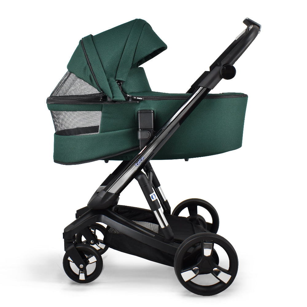 Carucior electric 2 in 1 Ibebe iSTOP & DRiVE FOLLOW ME Textil Verde (ISD106), cu leganare automata, max. 22 Kg