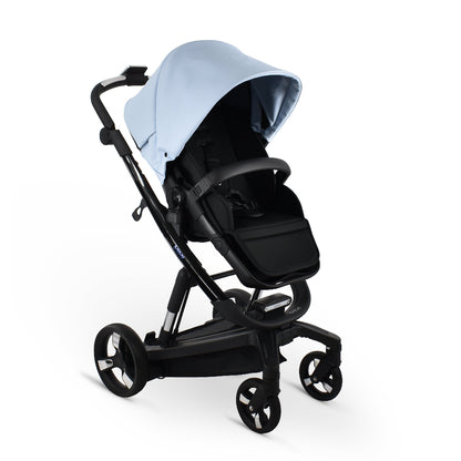 Carucior electric Ibebe iSTOP & DRiVE 2 in 1 Piele ecologica Albastru (ISD47)