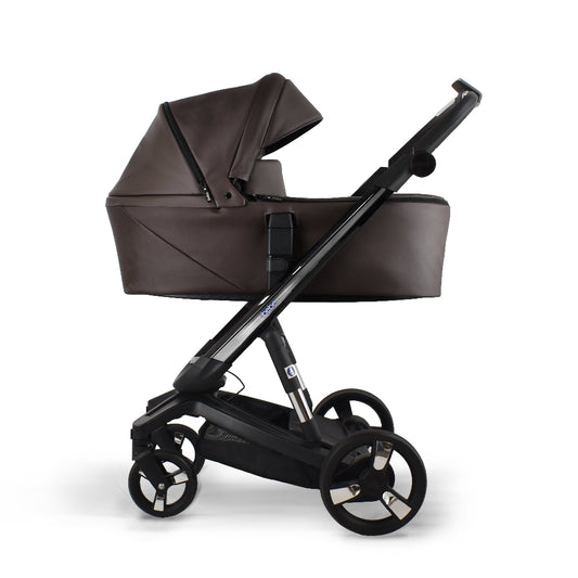 Carucior electric Ibebe iSTOP & DRiVE 2 in 1 Piele ecologica Maro (ISD41)