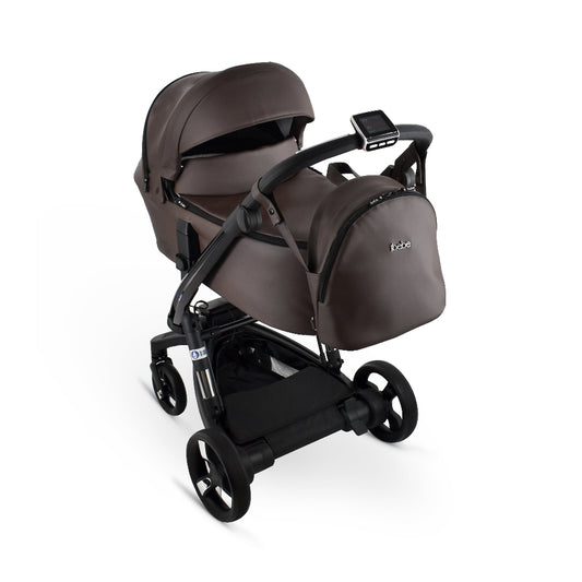 Carucior electric Ibebe iSTOP & DRiVE 2 in 1 Piele ecologica Maro (ISD41)