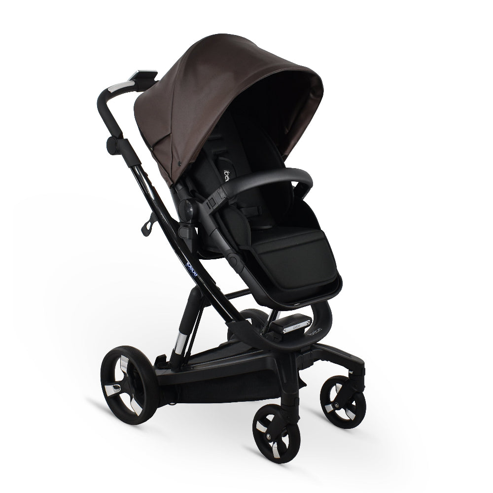Carucior electric Ibebe iSTOP & DRiVE 2 in 1 Piele ecologica Maro (ISD41)