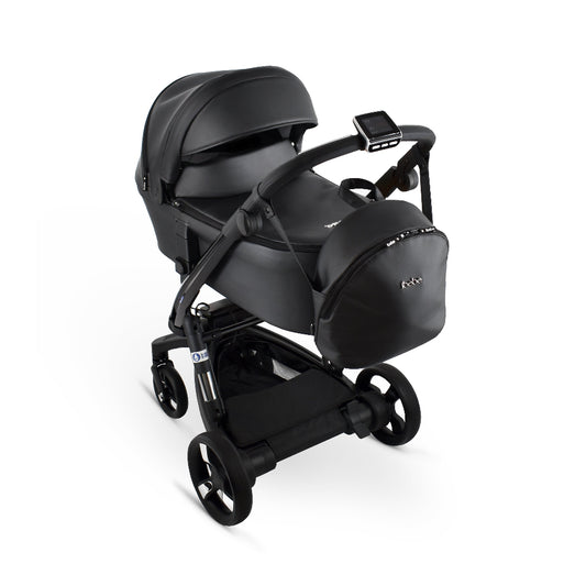 Carucior electric Ibebe iSTOP & DRiVE 2 in 1 Piele ecologica Negru (ISD17)