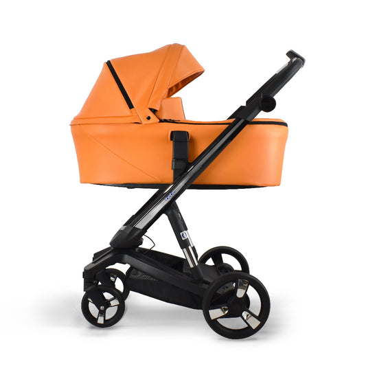 Carucior electric Ibebe iSTOP & DRiVE 2 in 1 Piele ecologica Portocaliu (ISD Orange Eco) Cybex Platinum e-Priam