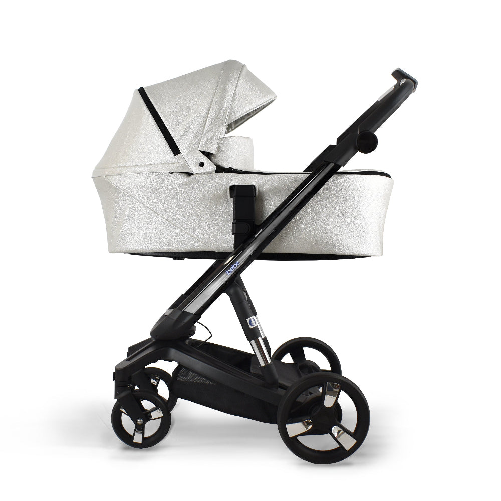 Carucior electric Ibebe iSTOP & DRiVE 2 in 1 Piele ecologica Silver Shine Eco (ISDSilverShineEco)
