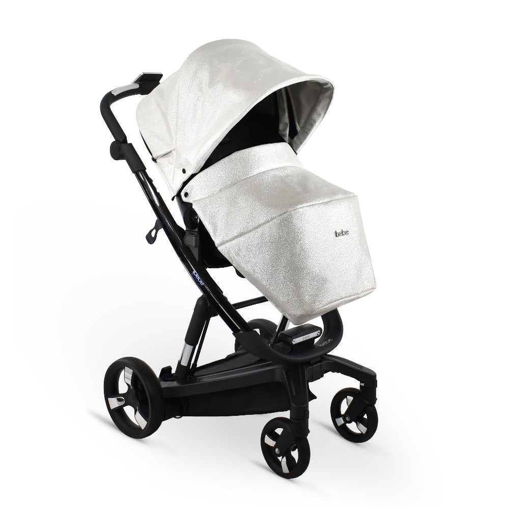 Carucior electric Ibebe iSTOP & DRiVE 2 in 1 Piele ecologica Silver Shine Eco (ISDSilverShineEco) Cybex Platinum e-Priam
