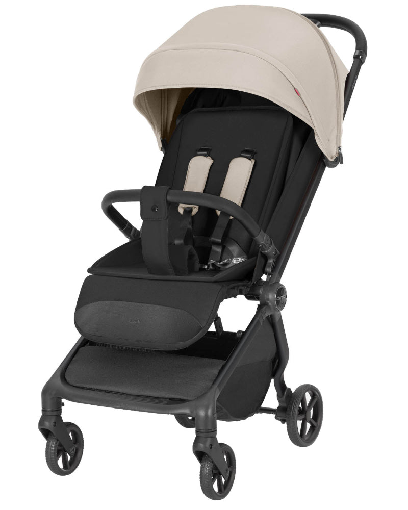 Carucior sport compact Carrello Atom S 2.0 Ceramic Beige CRL-5526, bagaj de mana in avion, roti de cauciuc, pliere automata, max. 22 kg, protectie SPF 50/UPF 50+