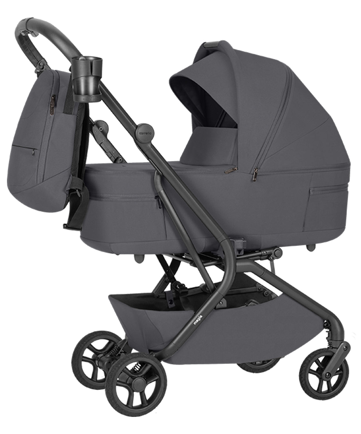 Cochecito 2 en 1 Carrello Magia 2.0 CRL-6655 Elm Grey, compacto, tamaño equipaje de mano, máx. 22 Kg, adaptadores para silla de coche