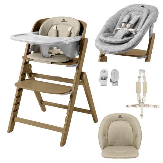 Scaun de lemn transformabil Carrello Focus Croissant Beige, de la nastere, max. 130 kg