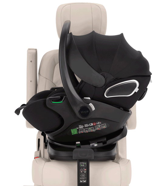 Silla de coche Carrello Vega con base Isofix giratoria, compatible con Maxi Cosi, CRL-14101/2, respaldo reclinable, reposacabezas regulable en altura