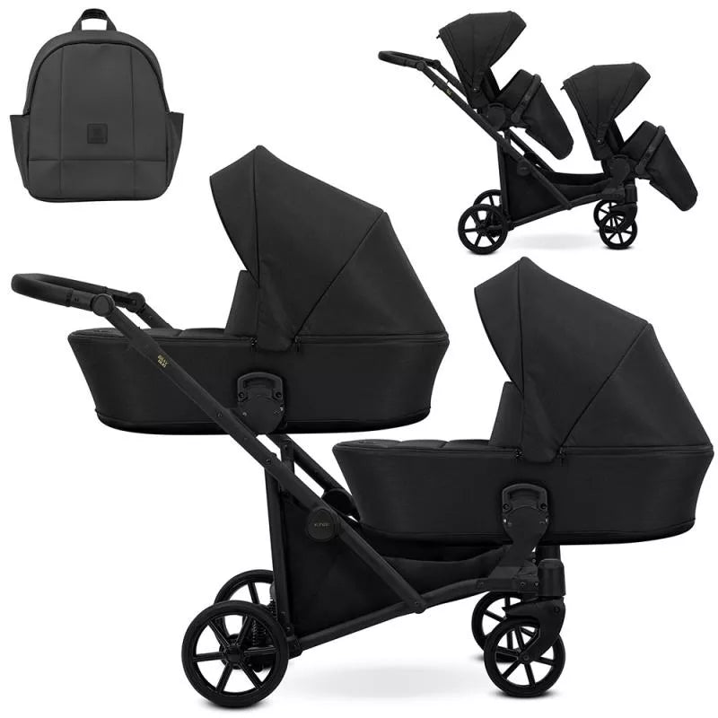 Cochecito gemelar Kunert Brav Duo 2 en 1 Negro/chasis Negro