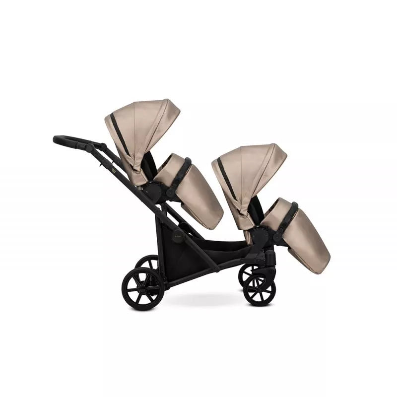 Cochecito gemelar Kunert Brav Duo 2 en 1, cuero ecológico, Capuchino/estructura Negra