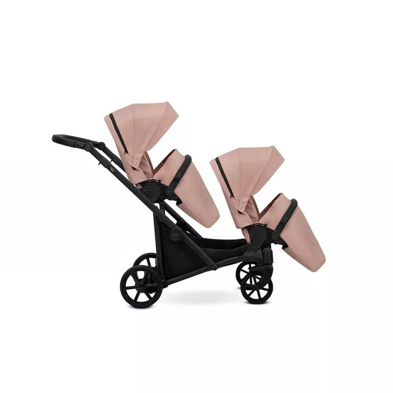 Cochecito gemelar Kunert Brav Duo 2 en 1 Rosa/chasis Negro