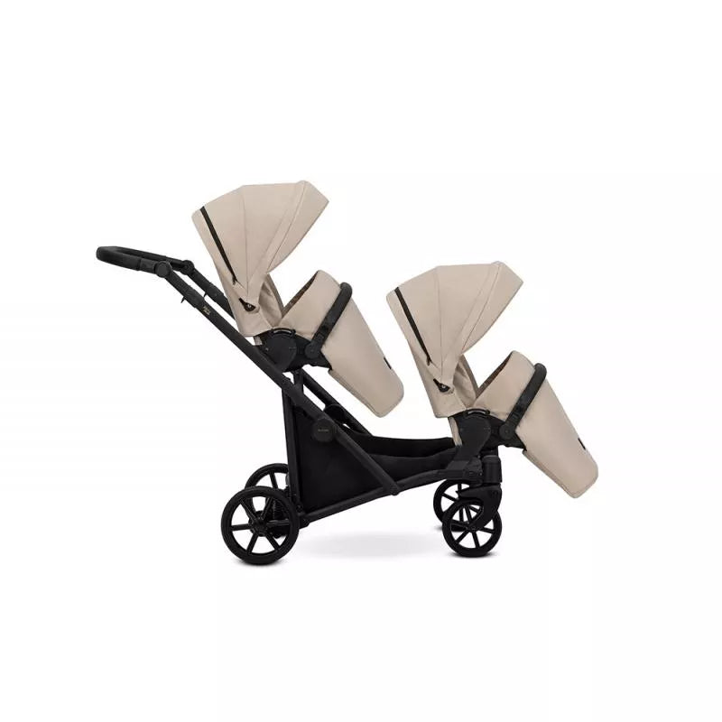 Cochecito para gemelos Kunert Brav Duo 2 en 1 Crema/chasis Negro