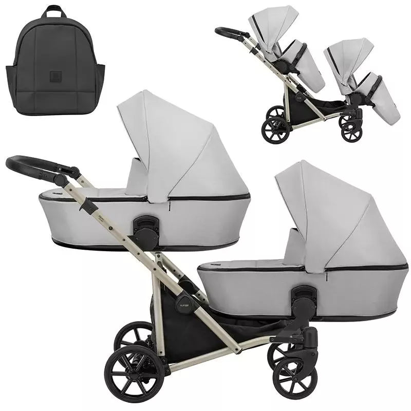 Cochecito doble Kunert Brav Duo 2 en 1 Gris/chasis Champagne