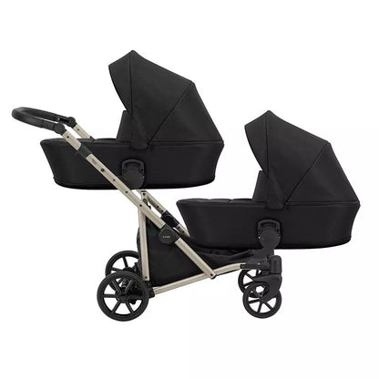 Cochecito gemelar Kunert Brav Duo 2 en 1 Negro/estructura Champagne