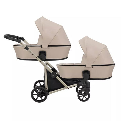 Cochecito para gemelos Kunert Brav Duo 2 en 1 Crema/chasis Champagne
