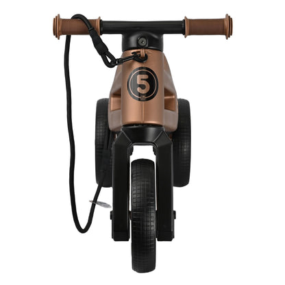 Bicicleta sin pedales con cesta para el manillar, 2 en 1, 18+ meses, neumáticos y puños de goma, 4 niveles de ajuste de altura, Funny Wheels Rider SuperSport Cobre/Negro