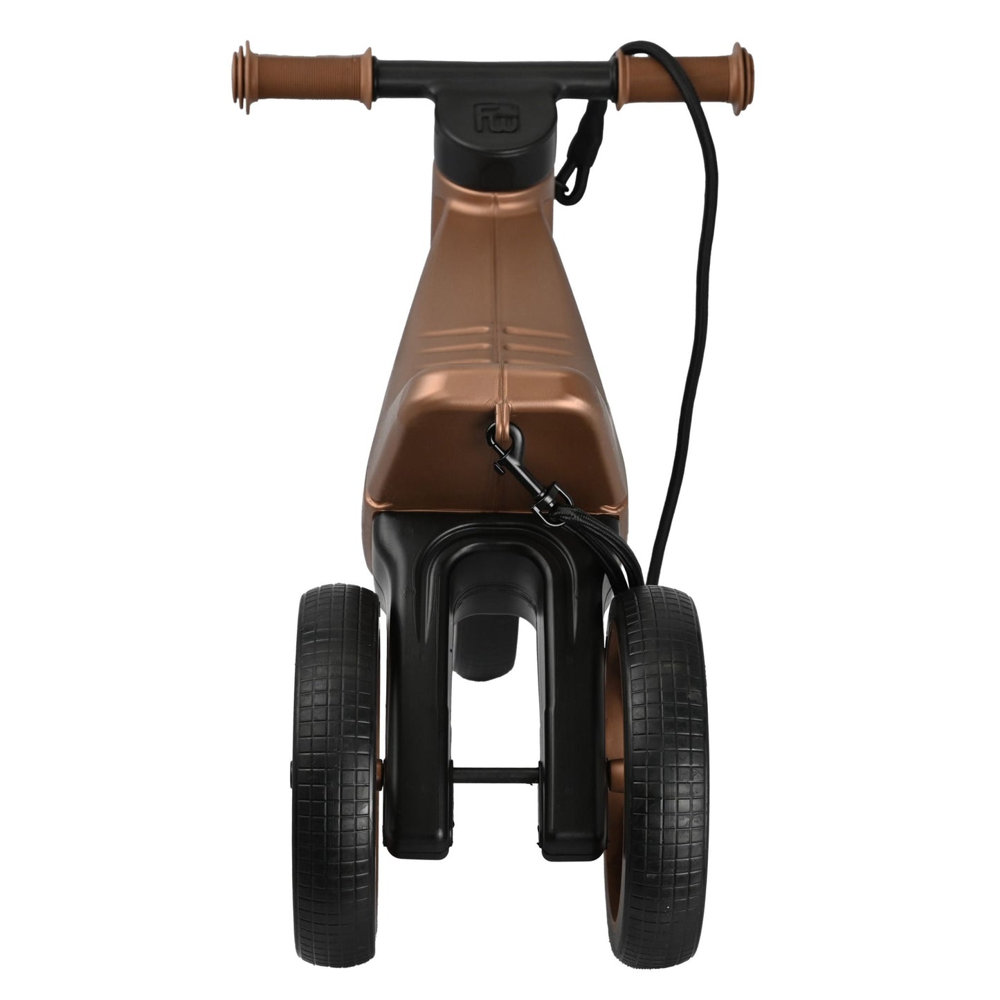Bicicleta sin pedales con cesta para el manillar, 2 en 1, 18+ meses, neumáticos y puños de goma, 4 niveles de ajuste de altura, Funny Wheels Rider SuperSport Cobre/Negro