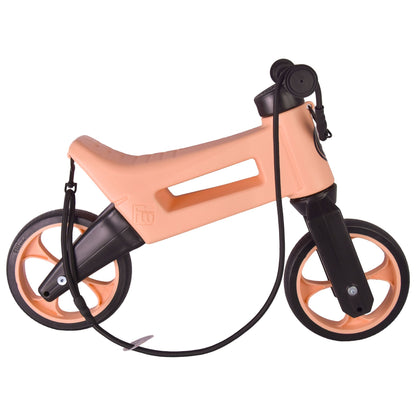 Bicicleta sin pedales con cesta para manillar, 2 en 1, 18+ meses, neumáticos y puños de goma, 4 niveles de ajuste de altura, Funny Wheels Rider SuperSport Pastel Apricot/Black