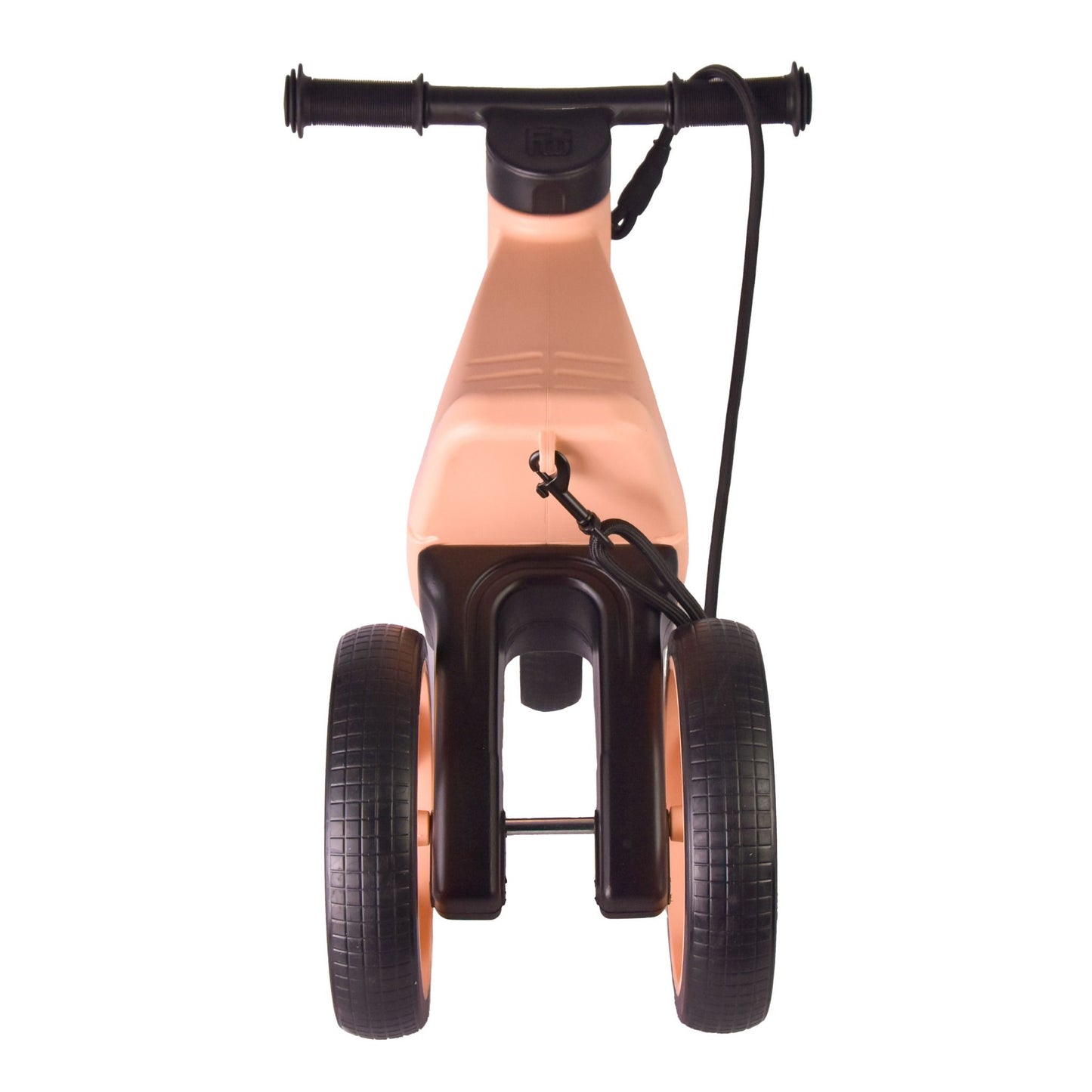 Bicicleta sin pedales con cesta para manillar, 2 en 1, 18+ meses, neumáticos y puños de goma, 4 niveles de ajuste de altura, Funny Wheels Rider SuperSport Pastel Apricot/Black