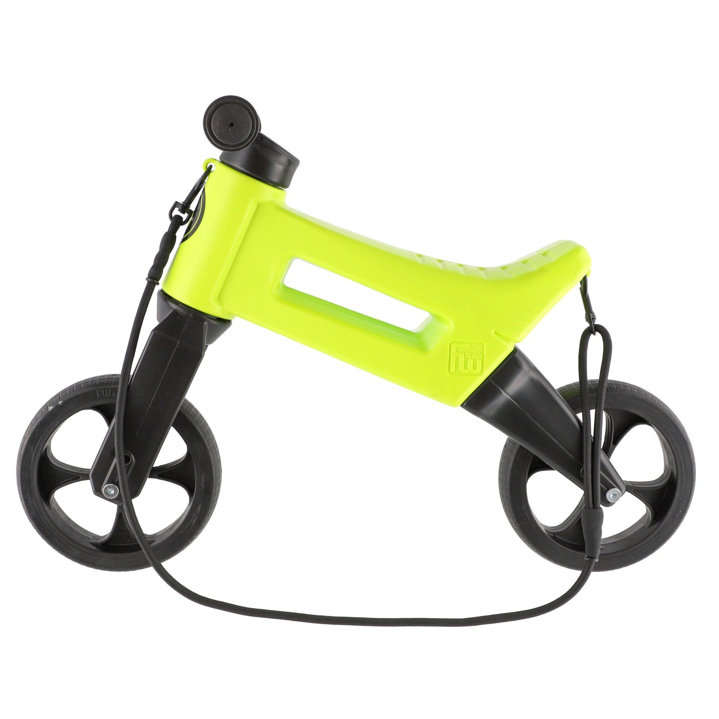 Bicicleta sin pedales con cesta para manillar, 2 en 1, 18+ meses, neumáticos y puños de goma, 4 niveles de ajuste de altura, Funny Wheels Rider SuperSport Lima/Negro