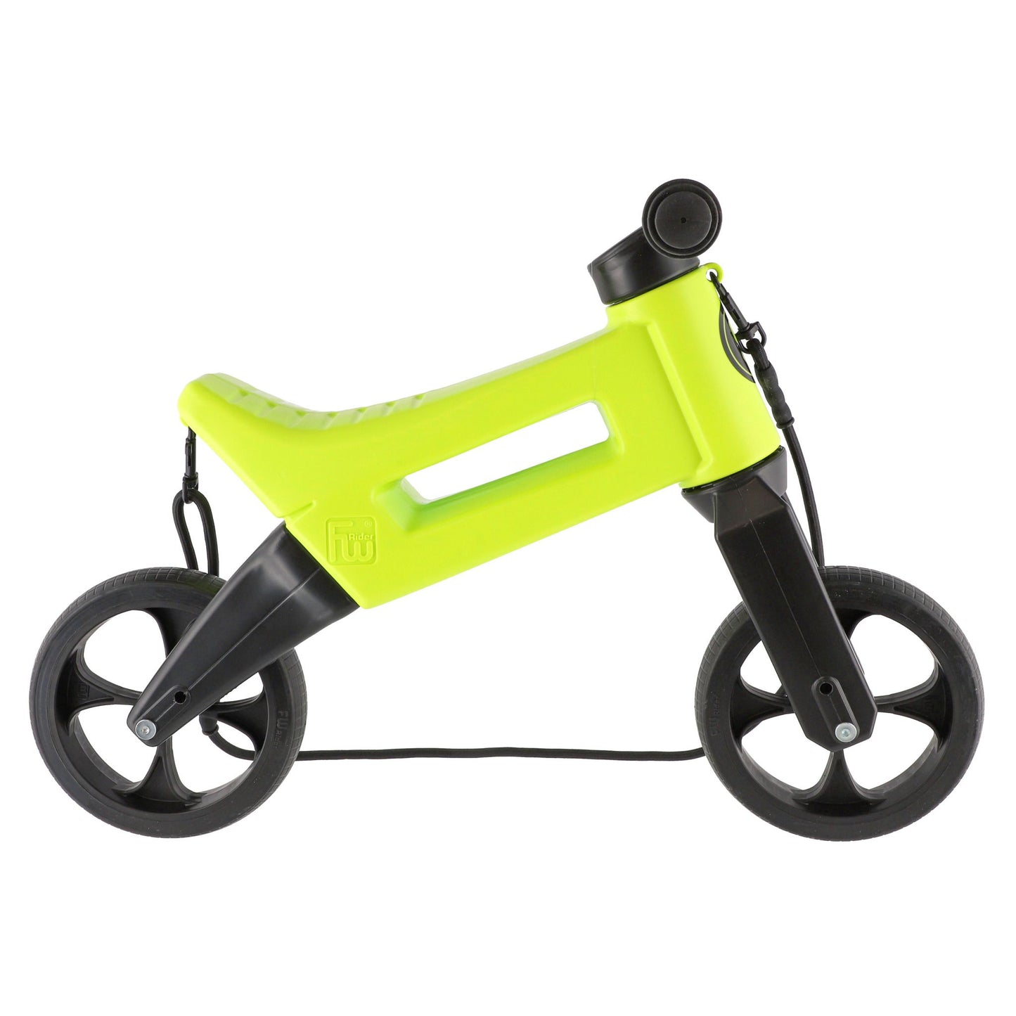 Bicicleta sin pedales con cesta para manillar, 2 en 1, 18+ meses, neumáticos y puños de goma, 4 niveles de ajuste de altura, Funny Wheels Rider SuperSport Lima/Negro