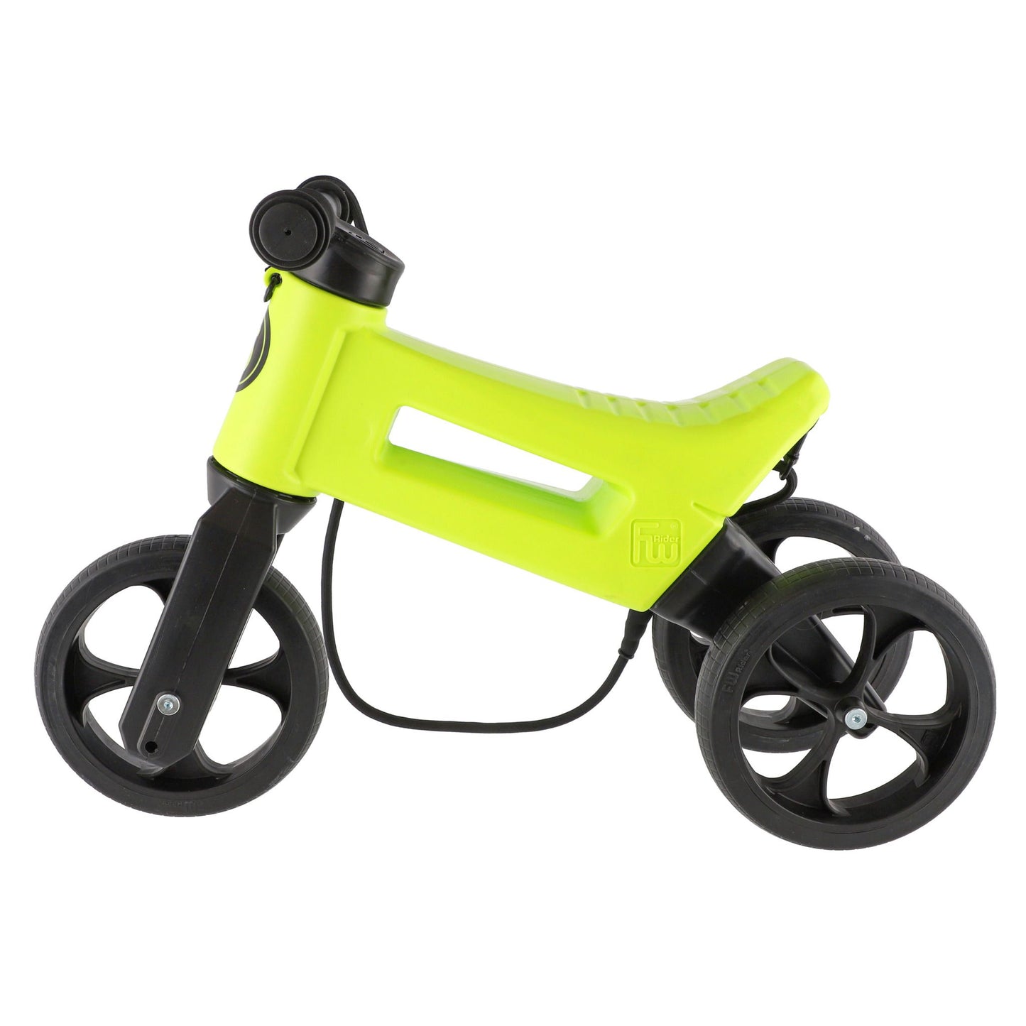Bicicleta sin pedales con cesta para manillar, 2 en 1, 18+ meses, neumáticos y puños de goma, 4 niveles de ajuste de altura, Funny Wheels Rider SuperSport Lima/Negro