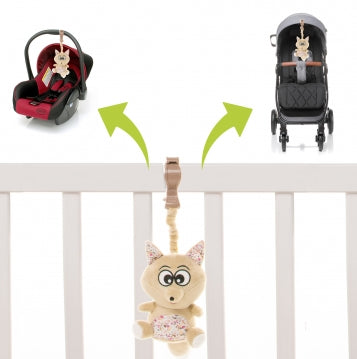 Juguete de peluche para cochecito/cuna 4Baby SQUEEZE Zorro Marrón/Beige