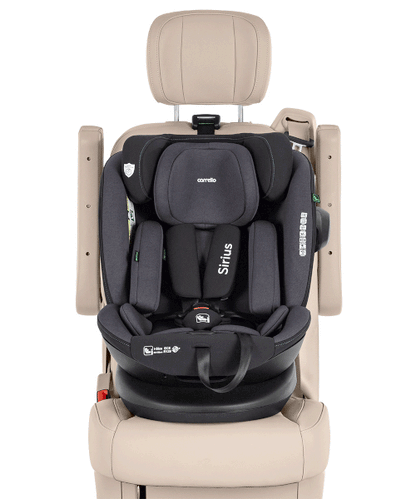 Silla de coche giratoria Carrello Sirius (CRL-8808) Absolute Black, 40-150 cm, 360°, i-Size, R129/03, Isofix, Top Tether