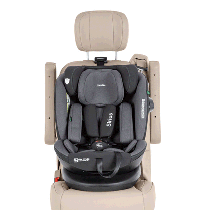 Silla de coche giratoria Carrello Sirius (CRL-8808) Absolute Black, 40-150 cm, 360°, i-Size, R129/03, Isofix, Top Tether