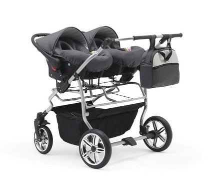 Carucior pentru gemeni Nativo Gemini 3 in 1 Negru-Alb/Gold latime 87 cm reversibil carucior-gemeni