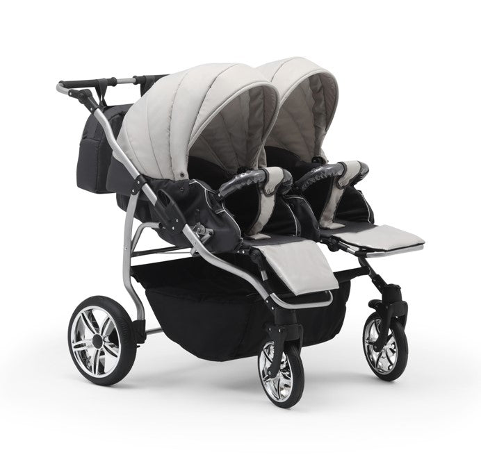Carucior pentru gemeni Nativo Gemini 3 in 1 Negru-Alb/Gold latime 87 cm reversibil carucior-gemeni