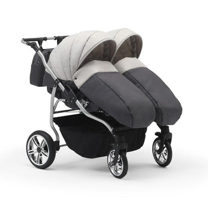 Carucior pentru gemeni Nativo Gemini 3 in 1 Albastru-Negru/Gold latime 87 cm reversibil carucior-gemeni