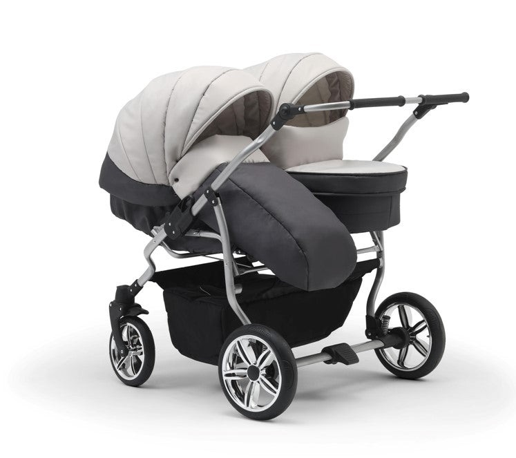 Carucior pentru gemeni Nativo Gemini 3 in 1 Bej/Gold latime 87 cm reversibil carucior-gemeni